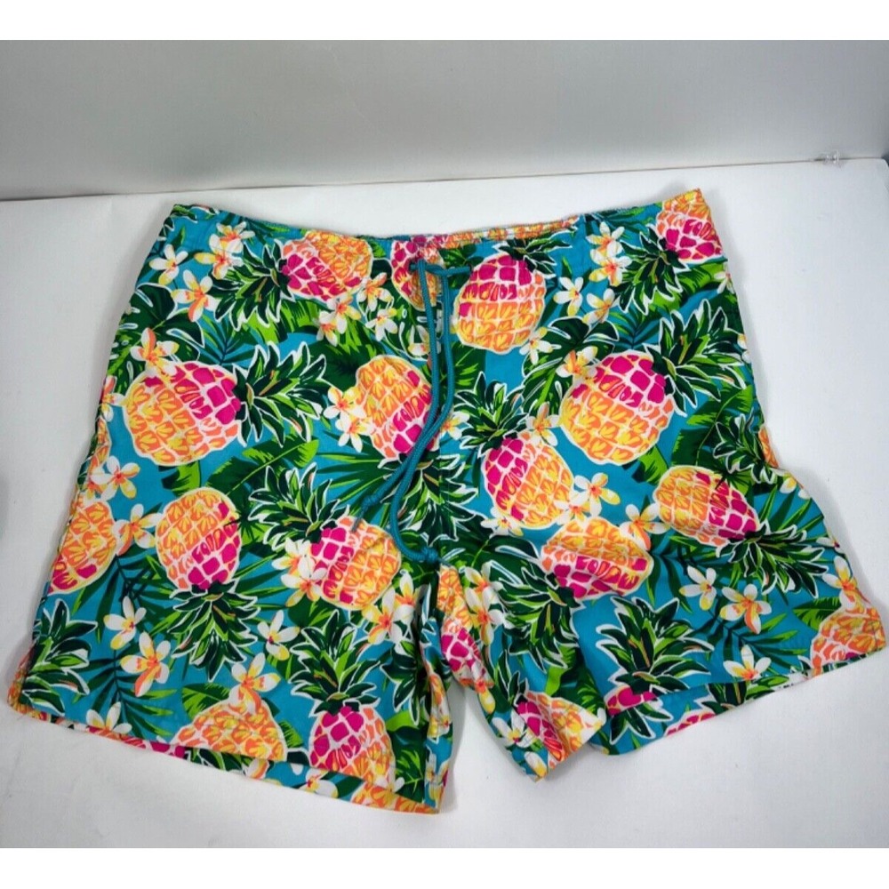 George Swim Trunks Mens Sz L (36-38) Colorful‎ Pineapple Lined Surf Casual Beach